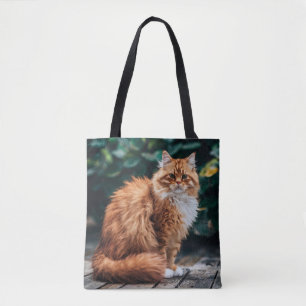 Bolsa Tote Gato Persa Laranja