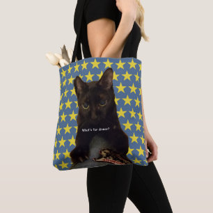 Bolsa Tote Gato preto afortunado w/stars 2way
