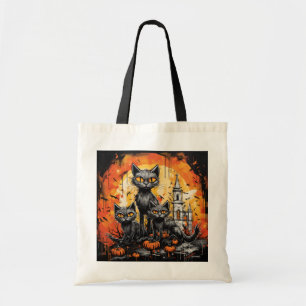 Bolsa Tote Gato Preto Assustador de Halloween