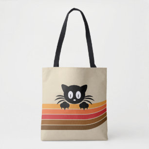 Bolsa Tote Gato preto bonito com tiras retrorreflectoras