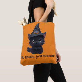 Bolsa Tote Gato preto branco e branco do Dia das Bruxas