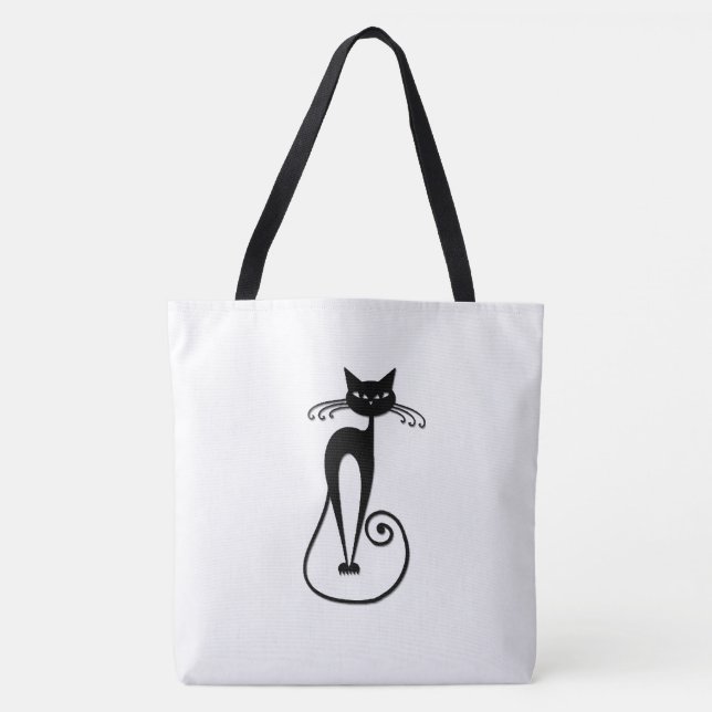 Bolsa Tote Gato preto branco e magro (Frente)