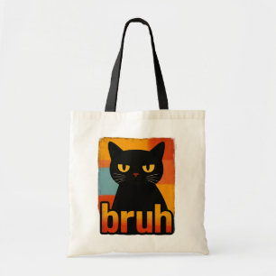 Bolsa Tote Gato Preto Bruh Engraçado Retro Vintage Meme