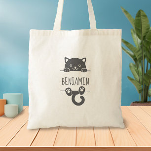 Bolsa Tote Gato Preto Cachorro com Nome Personalizado