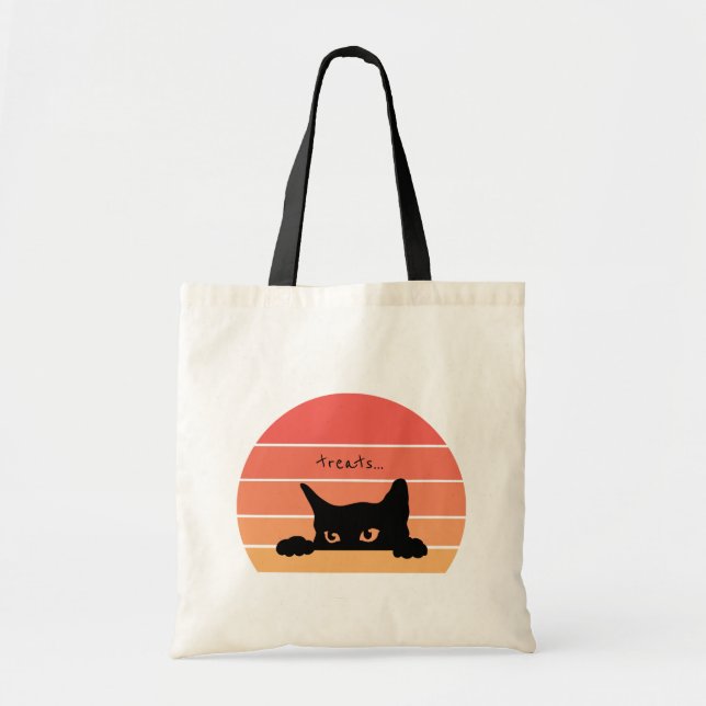 Bolsa Tote Gato Preto-Cachorro Reutilizável ou Saco de Tratam (Frente)