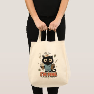 Bolsa Tote Gato Preto Cansado Enfermeira Tudo Está Bem Retro
