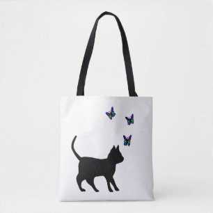 Bolsa Tote Gato Preto com Borboleta