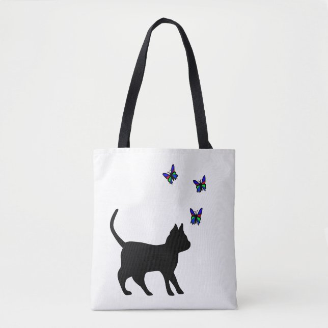 Bolsa Tote Gato Preto com Borboleta (Frente)