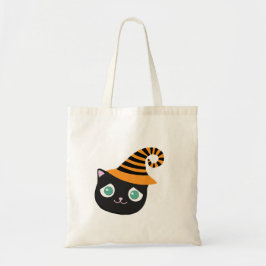 Bolsa Tote Gato Preto com Olhos Tristes e Chapéu Branco