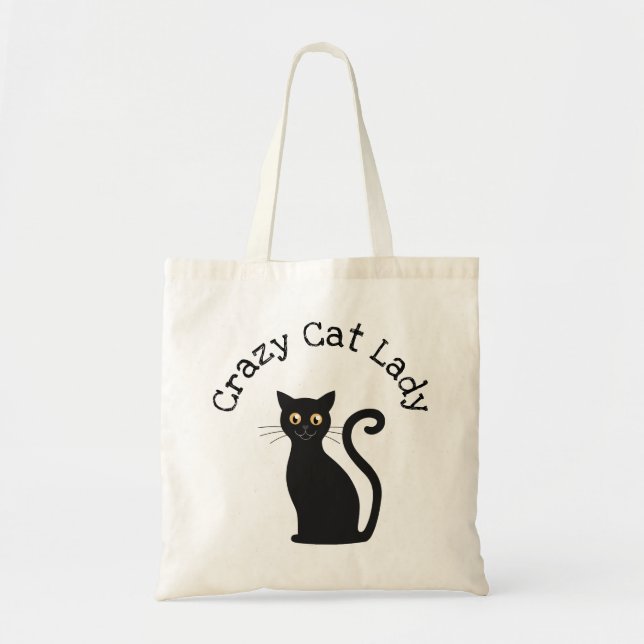Bolsa Tote Gato preto da senhora louca do gato (Frente)