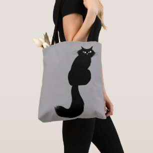 Bolsa Tote Gato Preto de Cabelo Longo   Olho lateral do Gatin