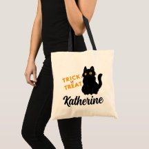 Gato Preto de Halloween Doce ou Travessura Adicion