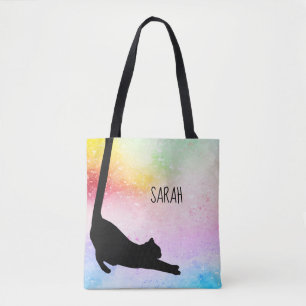 Bolsa Tote Gato Preto de Longa Cauda Personalizado