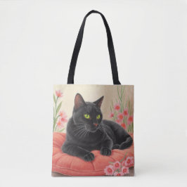 Bolsa Tote Gato preto descansando