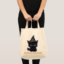 Bolsa Tote Gato preto Dia de as Bruxas engraçado bonito