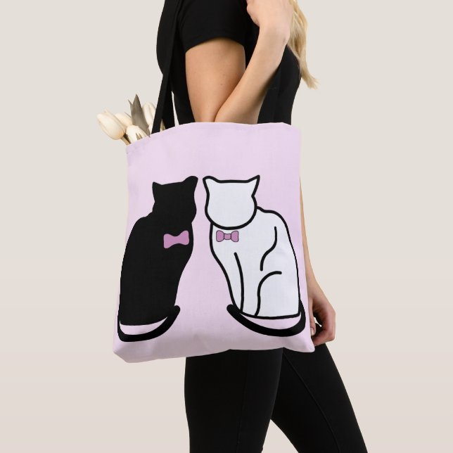 Bolsa Tote Gato Preto e Branco (Close Up)
