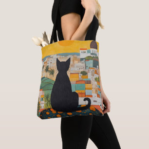 Bolsa Tote Gato Preto e Cidade Bonita