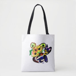 Bolsa Tote Gato Preto e Girassóis 