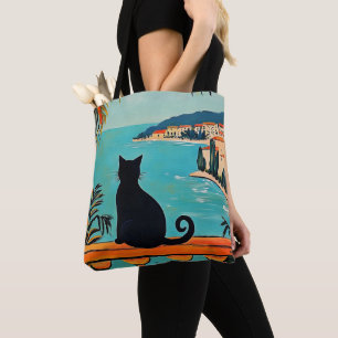 Bolsa Tote Gato Preto e Mar
