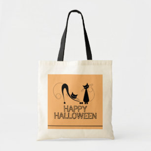 Bolsa Tote Gato Preto Elegante, Feliz Halloween