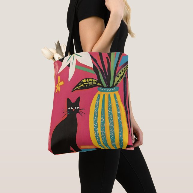 Bolsa Tote Gato preto engraçado fofo (Close Up)