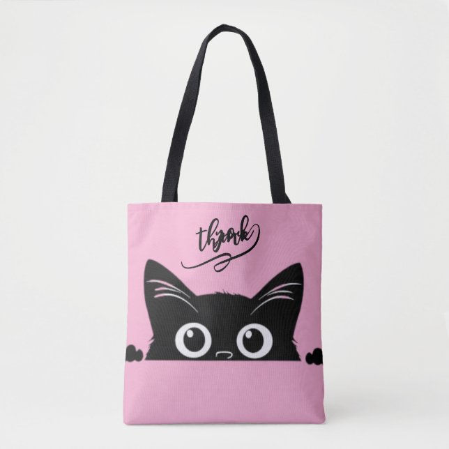 Bolsa Tote Gato Preto Espiando (Frente)