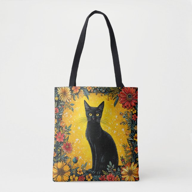 Bolsa Tote Gato preto fofo (Frente)