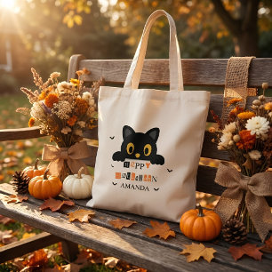 Bolsa Tote Gato Preto Fofo de Halloween