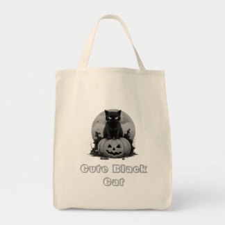 Bolsa Tote Gato Preto Fofo Em Saco De Abóbora De Halloween, E