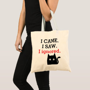 Bolsa Tote Gato Preto Fofo Eu Vim Eu Vi Eu Ignorei