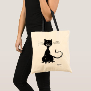 Bolsa Tote Gato preto mau áspero