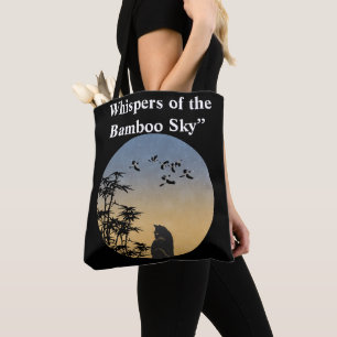 Bolsa Tote Gato Preto Místico & Crepúsculo de Bambu - arte ja