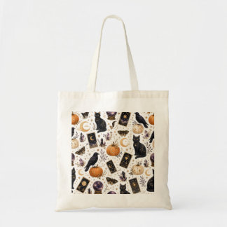 Bolsa Tote Gato Preto Místico Halloween Tarot Celestial 