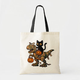 Bolsa Tote Gato Preto Montando Múmia T-Rex – Dino Fofo de Hal