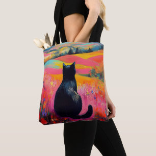 Bolsa Tote Gato Preto na Natureza Bonita