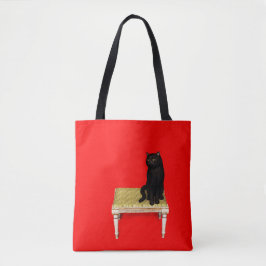 Bolsa Tote Gato preto no banco