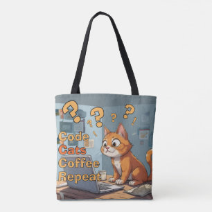 Bolsa Tote Gato Programador Humor Código, Gatos, Café – Repit