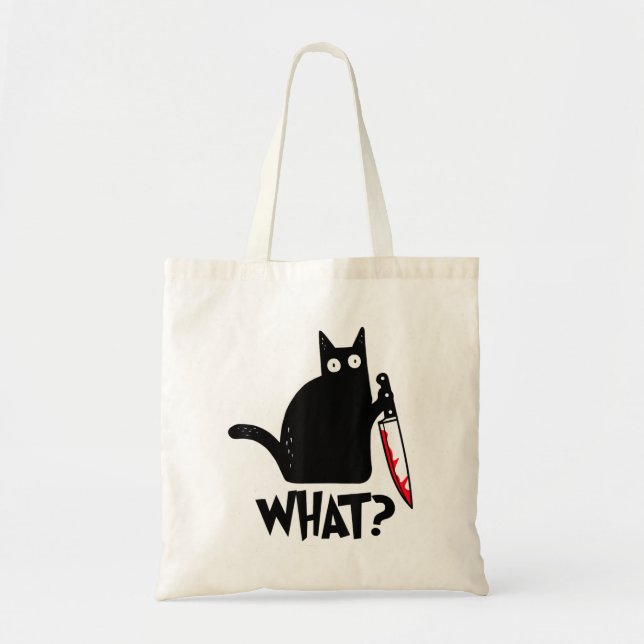 Bolsa Tote Gato Que Gato Negro Engraçado Camisa Um Gato Assas (Frente)