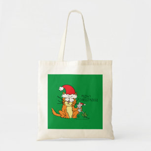 Bolsa Tote Gato Rato Natal Divertido Cartoon Fofo