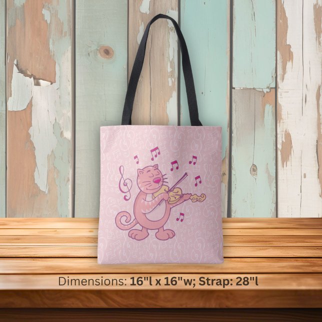 Bolsa Tote Gato Rosa com Violino (Criador carregado)