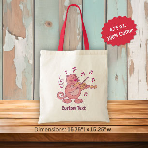 Bolsa Tote Gato Rosa com Violino Tote Bag