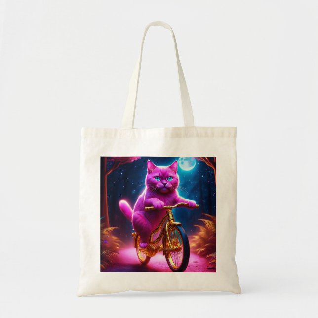 Bolsa Tote Gato Rosa Em Um Caminho Cênico De Bicicleta De Our (Frente)