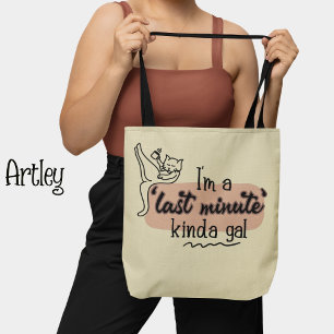 Bolsa Tote Gato Rosa Engraçado Gato Procrastinado Mulher Preg