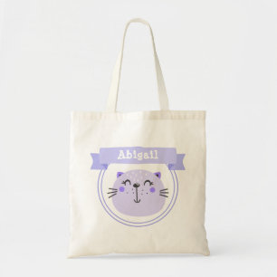 Bolsa Tote Gato Roxo   Crianças e raparigas personalizadas