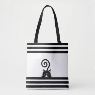Bolsa Tote Gato selvagem moderno de Tuxedo em preto e branco