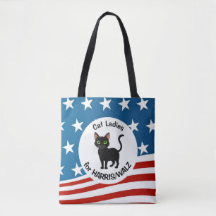 Bolsa Tote Gato Senhoras para Harris/Design Walz