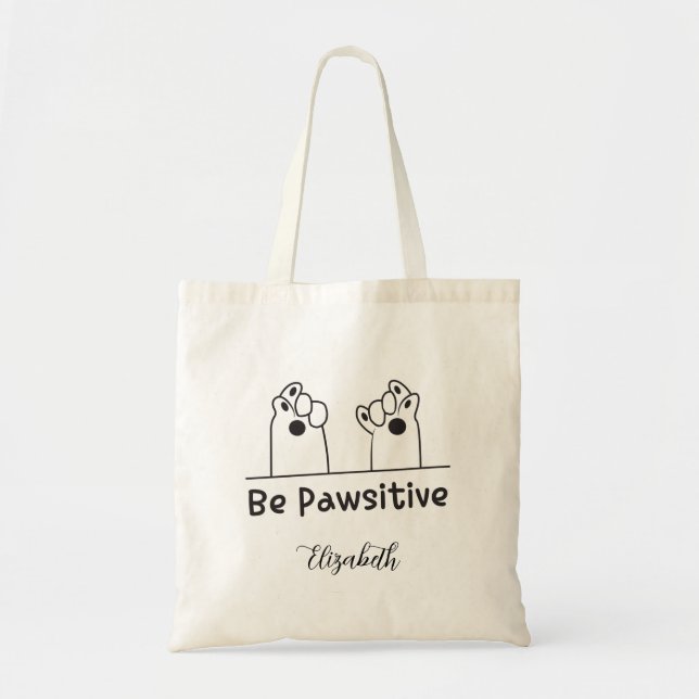 Bolsa Tote Gato "Ser Pawsitivo" Bonito (Frente)