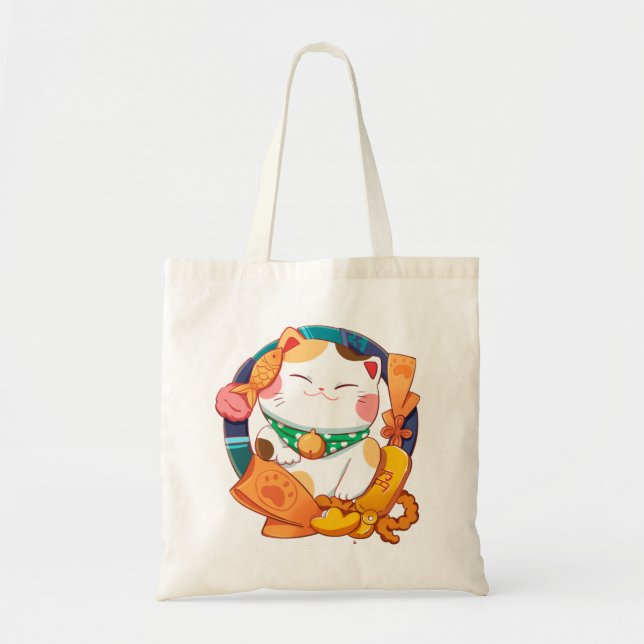Bolsa Tote Gato Sortudo (Frente)