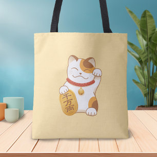 Bolsa Tote Gato Sortudo Japonês, Maneki Neko Sorte Boa Fortu