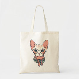 Bolsa Tote Gato Sphynx sem pelos usando óculos
